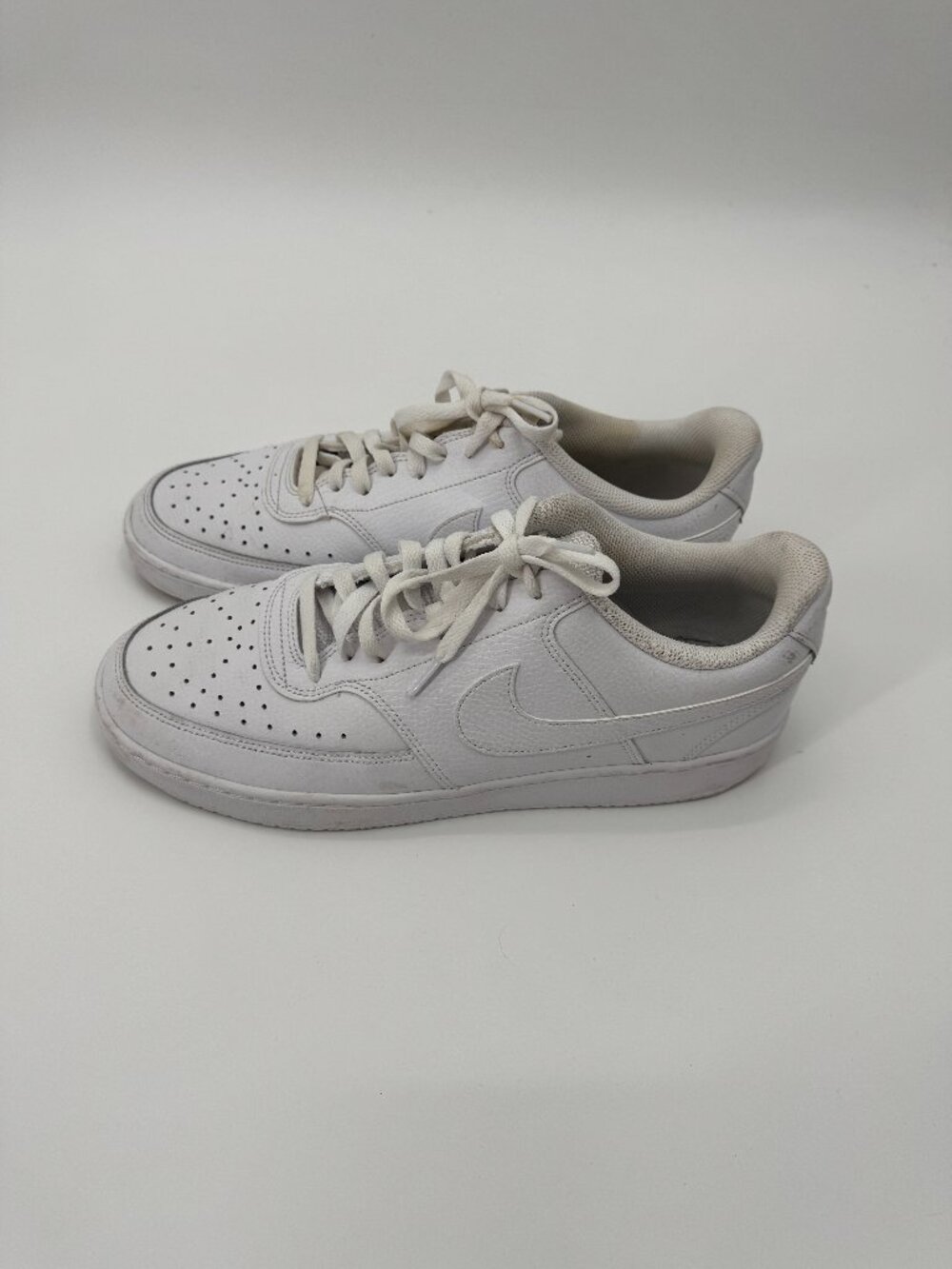 Nike Court Vision Low Triple White Leather Sneakers Men’s 11 Retro Tennis